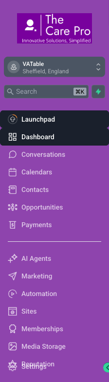 GHL Automation section showing workflow list