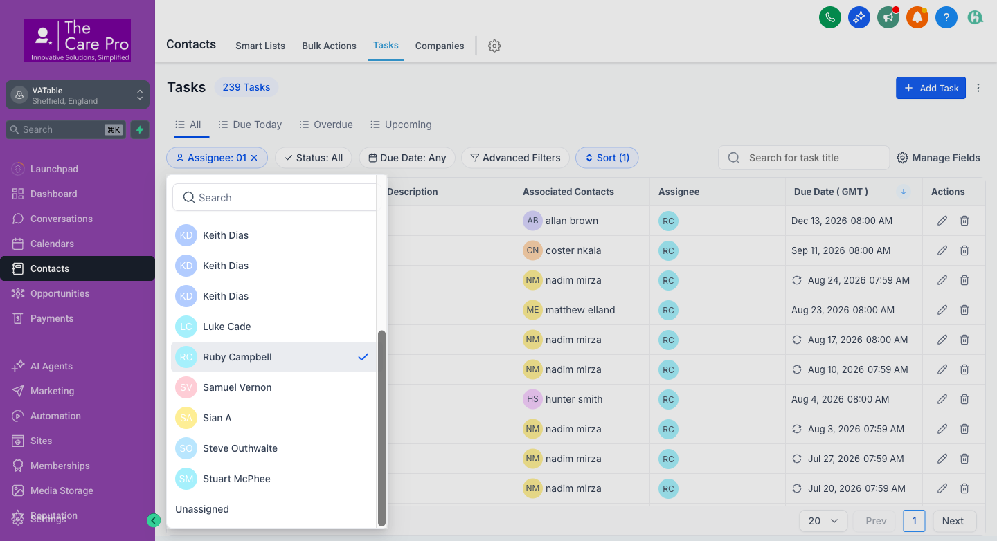 Tasks filtered by Ruby Campbell showing 239 tasks